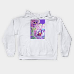 Pansy Watercolor Painting Purple Flowers Kids Hoodie